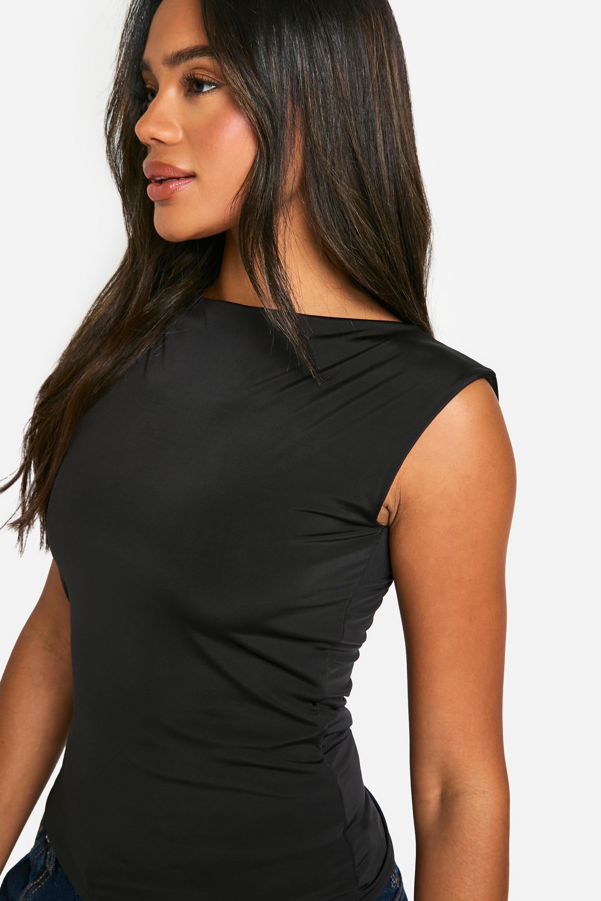 Double Layer Slinky Boat Neck Top